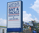 Captain Mullet's Bait & Tackle - Pylon Sign with readerboard and backsprayed wave decoration