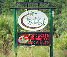 Knowledge Exchange - Custom Aluminum Trellis Sign with Suspended Main ID cabinet and LED display