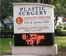 Lawler Centre - Monument Sign with routed, backlit decoration and LED Displays