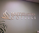 Southeastern College - Interior Reception Display with brushed finish