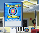 Accurate Archery - Internally-illuminated sign with reader board