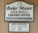 Baker Manor Apartments - Routed Dimensional Office Hours Wall Sign with secured removable hour slats