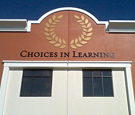 Choices in Learning - Flat-cut Dimensional Aluminum Letters and Wreath Icon
