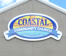 Coastal Community Church - Panned aluminum wall sign with digitally printed decoration