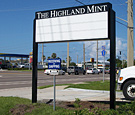 The Highland Mint - Pylon Sign with Changeable Copy