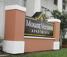 Mount Vernon Apartments - Non-Illuminated Monument Sign with Routed Dimensional Decoration