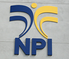 National Pain Institute - Flat-cut acrylic logo spaced from wall at varying depths